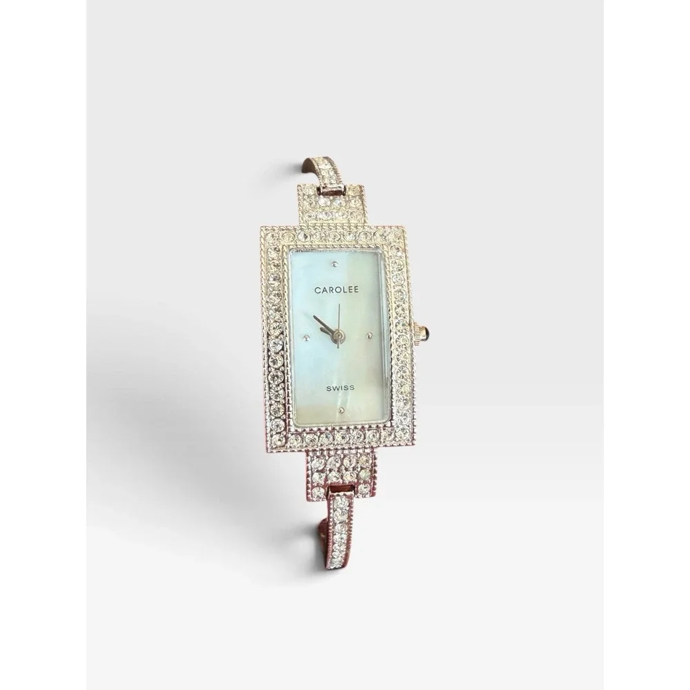 Vintage CAROLEE Swiss Quartz Rhinestone Pave Bracelet Watch